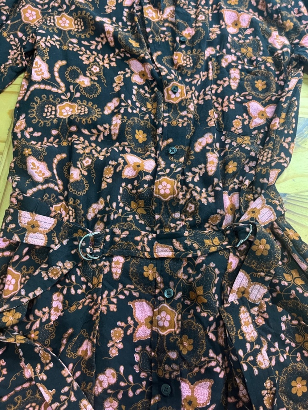 A.L.C Silk Mini Dress Black with Pink & Brown Floral Print - Picture 7 of 10